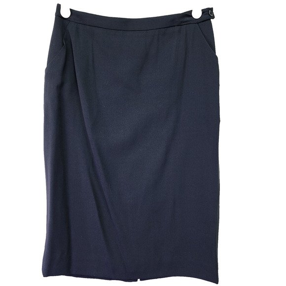 NWT Rena Rowan Women’s SZ 6 Pencil Skirt Dark Blue Wool Blend Straight Career - Picture 2 of 10
